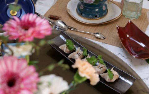 Elegant Gourmet Dining – Handmade Dumplings and Luxury Tea Setting